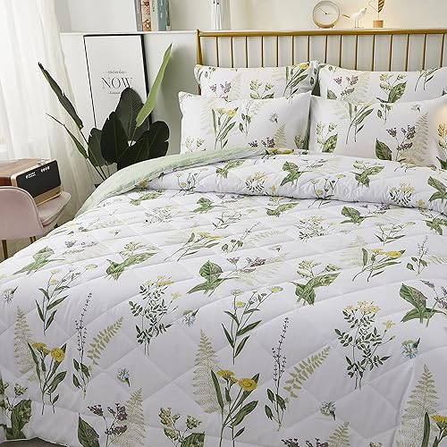Miniatura 7 de FADFAY Juego de edredón floral de margaritas, tela de algodón tamaño King, edredón ligero de verano, ropa de cama estampada de microfibra suave con