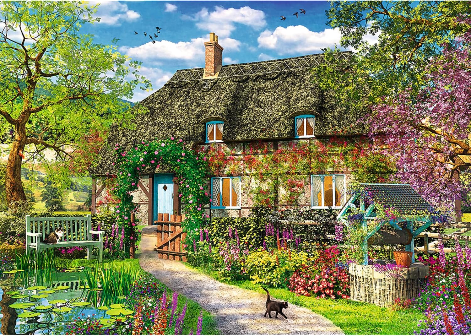Trefl Country Cottage 2000 Piece Jigsaw Puzzle Red 38"x27" DIY Puzzle, Creative Fun, Classic Puzzle for Adults and Children from 15 Years Old