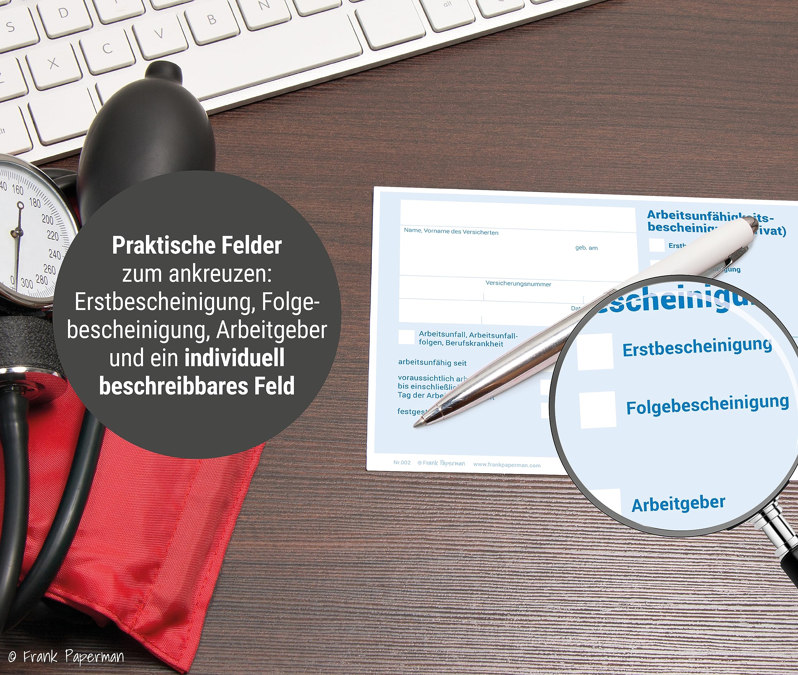 150x Blatt Attest block für Krankschreibungen | ungeblockt | Vordruck Arbeitsunfähigkeitsbescheinigung im DIN-A6-Format | Arzt Zubehör