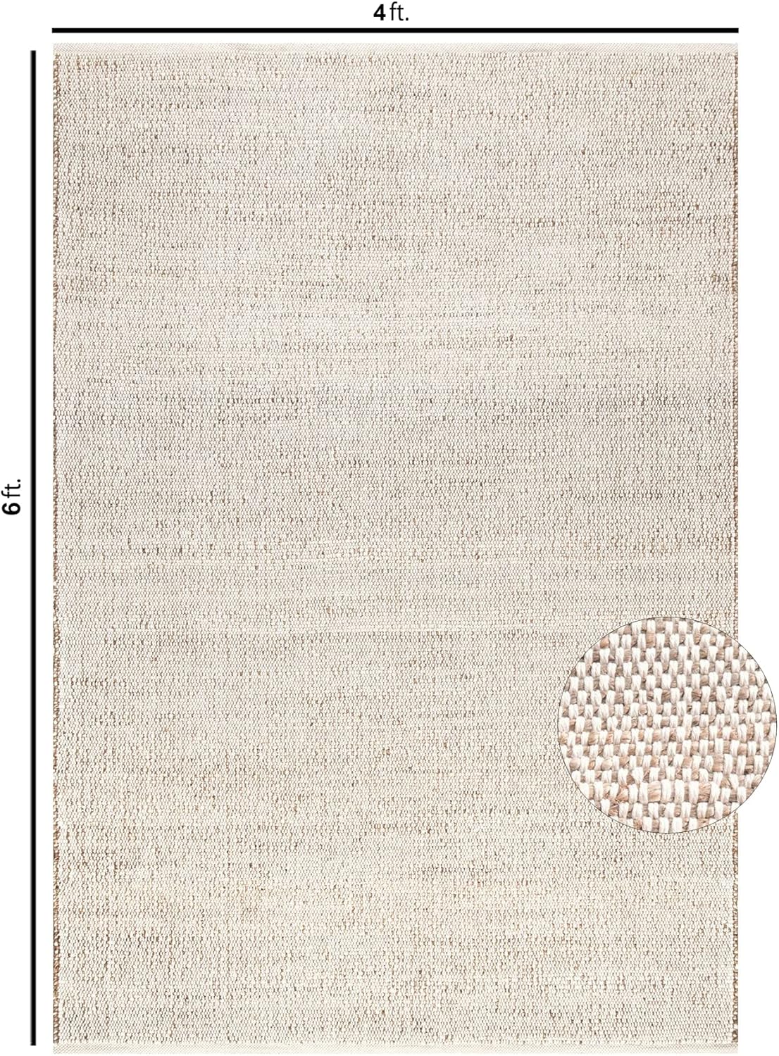 Jute Cotton Hand Woven Area Rug (4' x 6' Natural) image 2