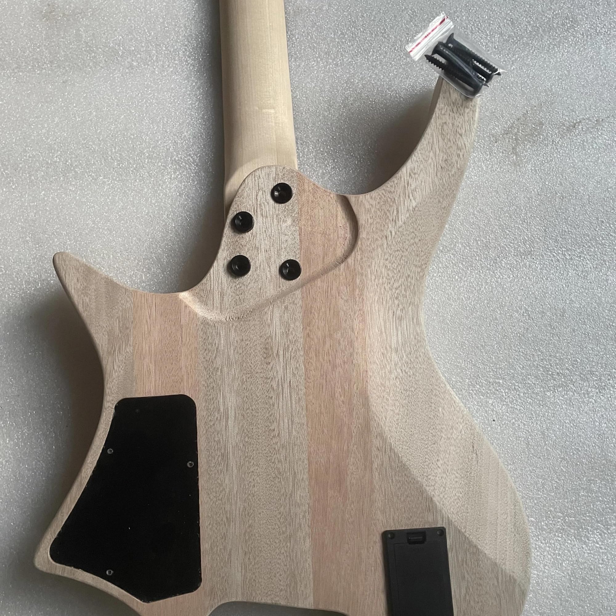 Corpo della Chitarra Incompiuto 6 corde Headless Set Chitarra Elettrica Con Impiallacciatura d'acero Corpo in Mogano Collo in Legno D'acero 24 Tasti Arrosto In Legno D'acero