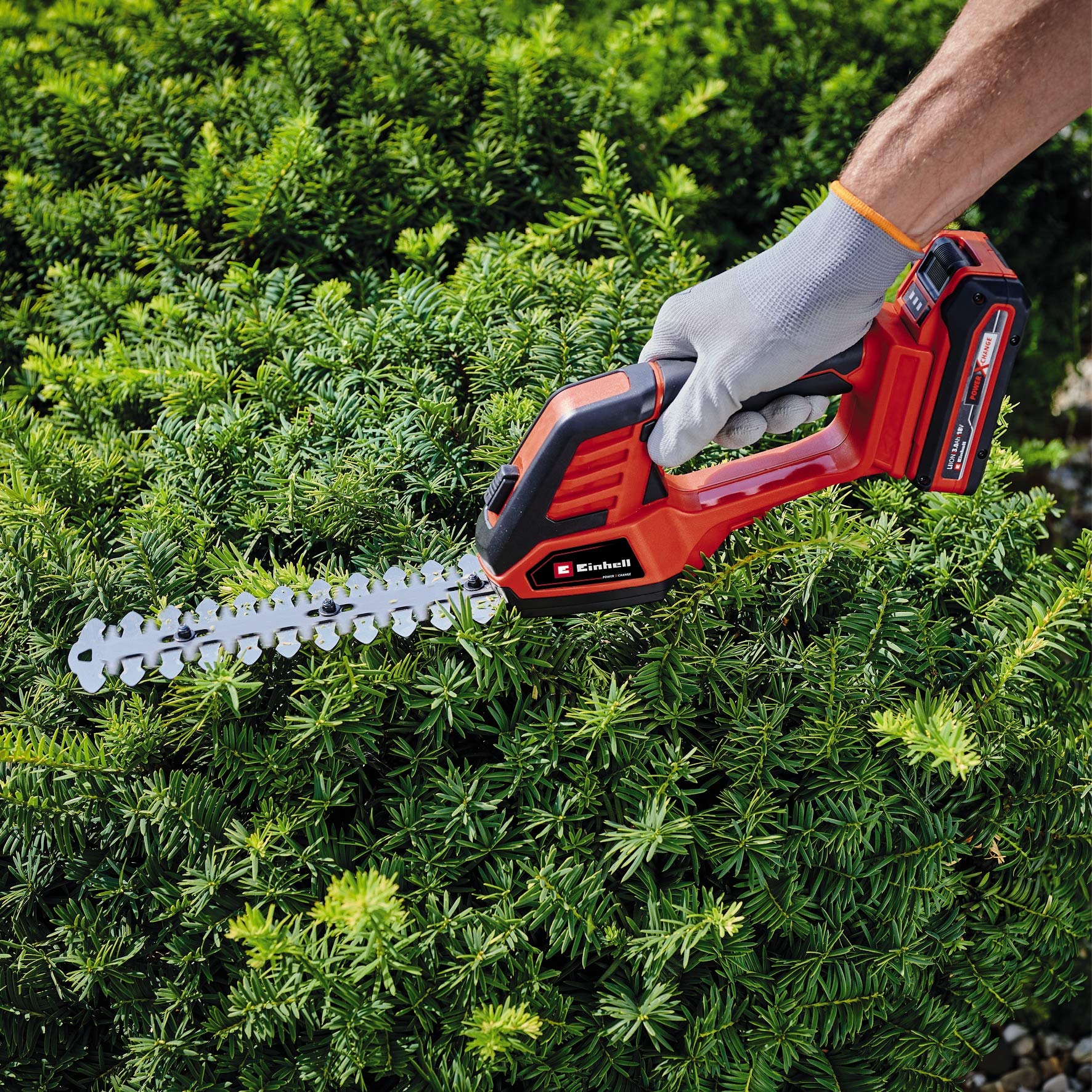 Einhell Li T-Solo Power X-Change - Tijeras para césped y arbustos (Li-Ion, 18 V, Mango telescópico, Hoja de Corte de 100 mm, 200 mm, sin batería ni Cargador)