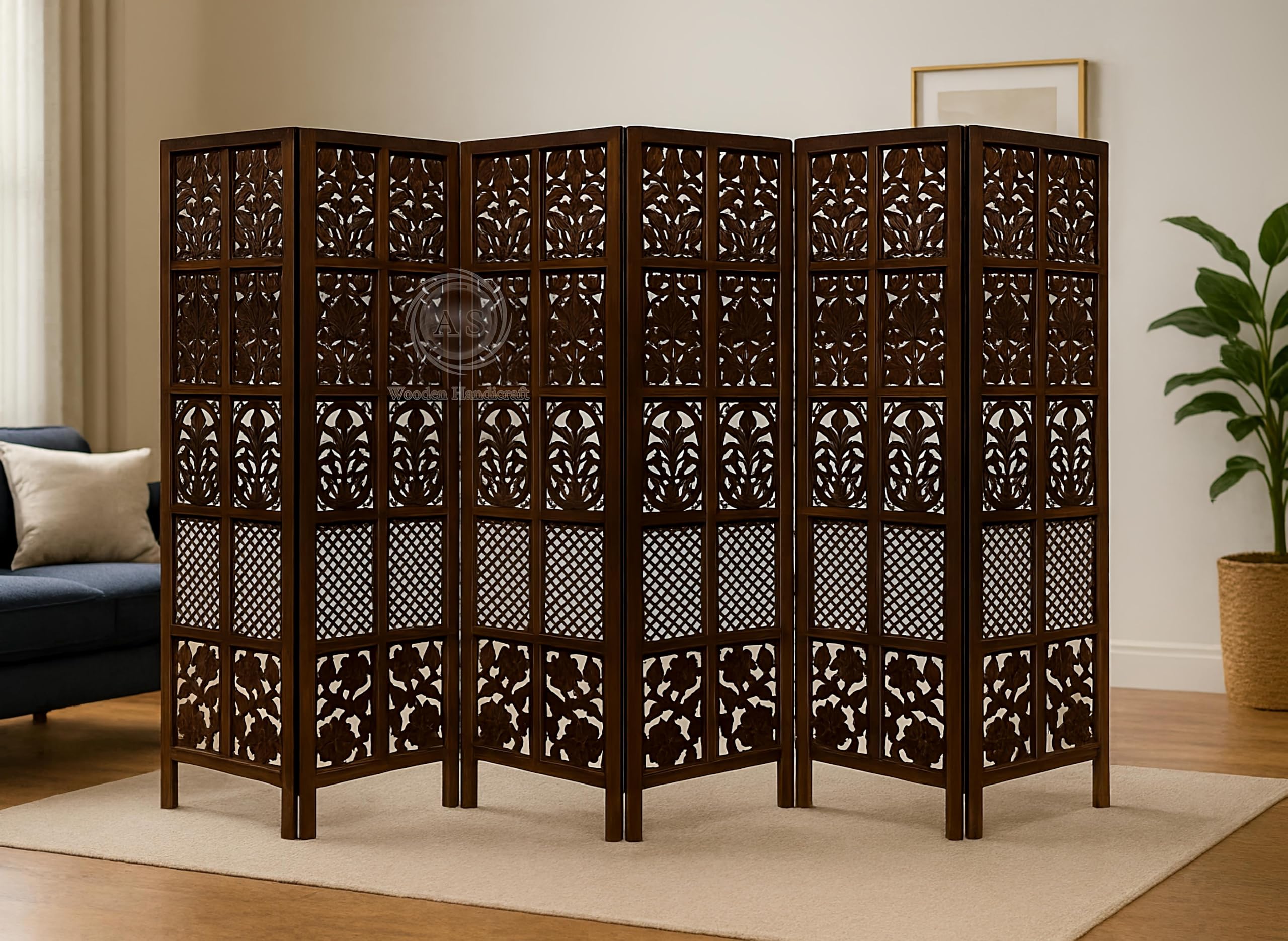 AS Wooden Handicraft Wooden Partition for Living Rooms Wall Dividers,Screen Separator Wall Divider for Hall Wall Panels for Living Room/Kitchen/Bedroom/Office/Restaurant (6-feet 6 Panel)
