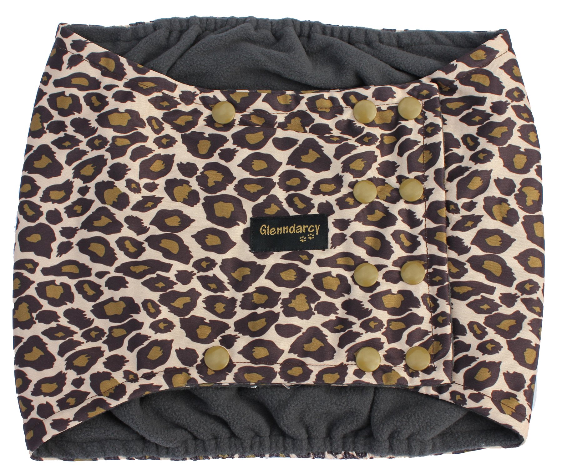 Glenndarcy Male Dog Belly Band - Urine Incontinence - Poppers - Leopard XL and 2 Washable Pads