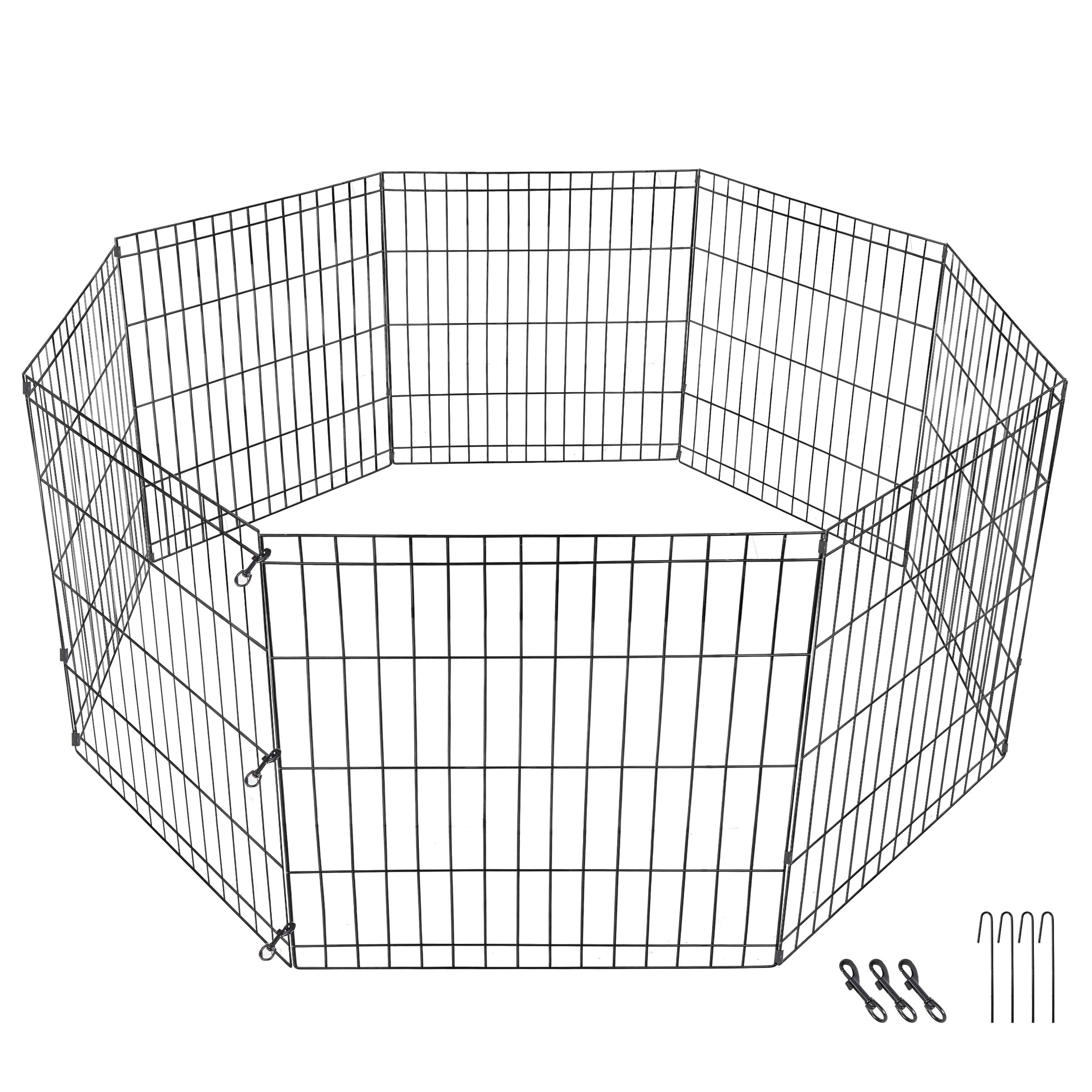 BBBuy Puppy Pet Portable Folding Playpen 8 Panel Indoor Outdoor Metal Animal Exercise Dog Fence (24'' H)