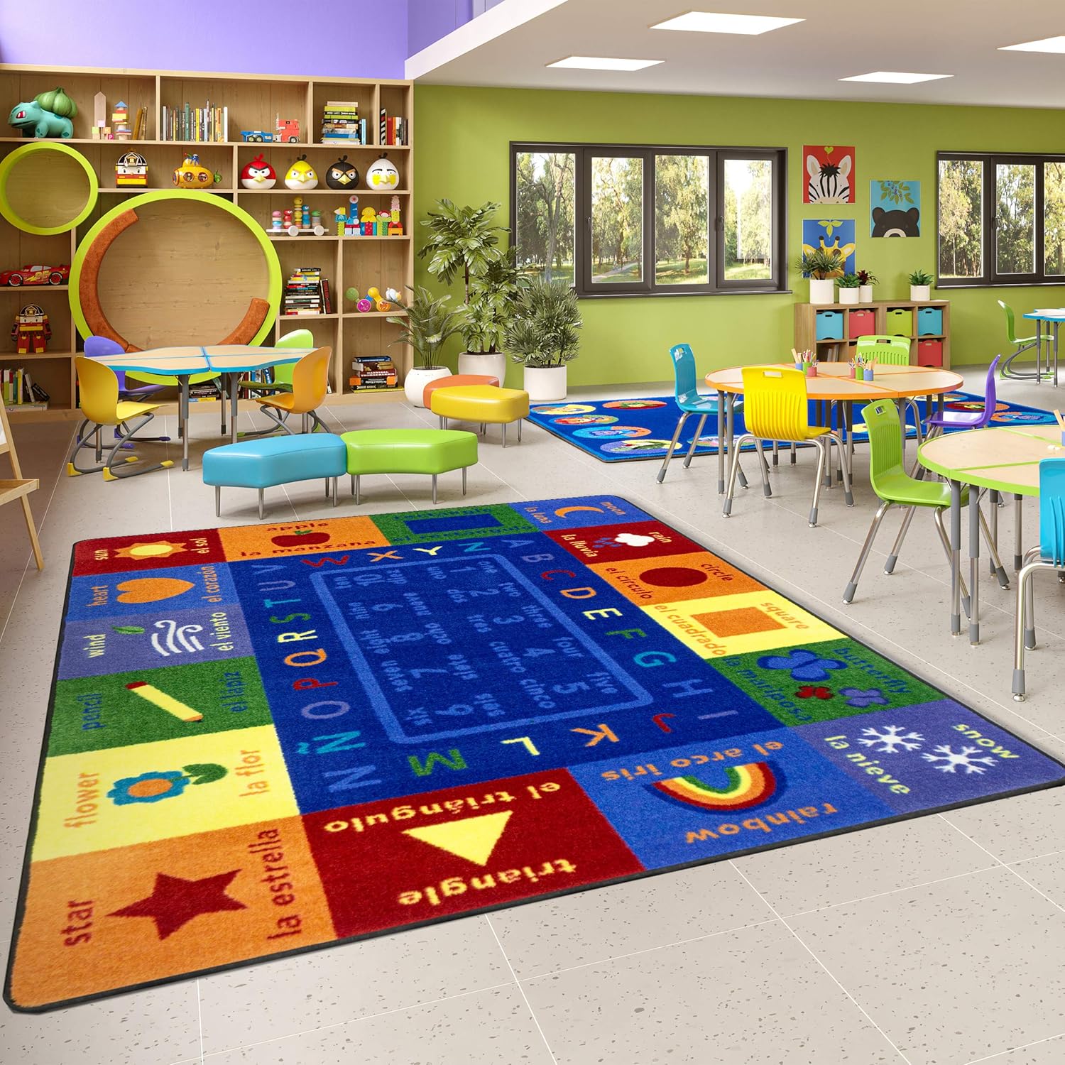 Joy Carpets First Words Area Rug in Color Multi, 7'8" x 10'9"