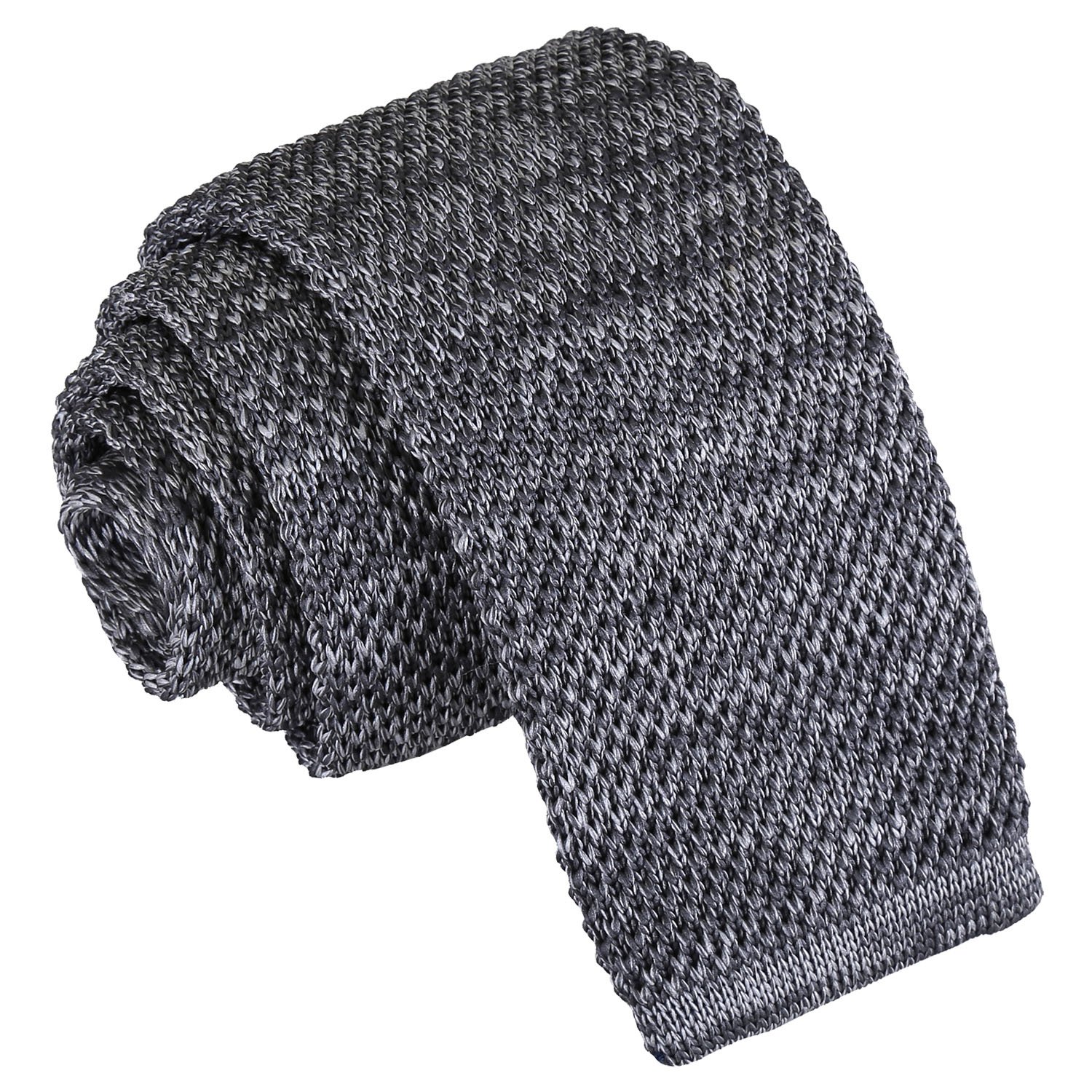 DQT Mens Skinny Knitted Tie 5cm – Skinny Melange Speckled Necktie for Wedding, Business, Casual Wear - Grey