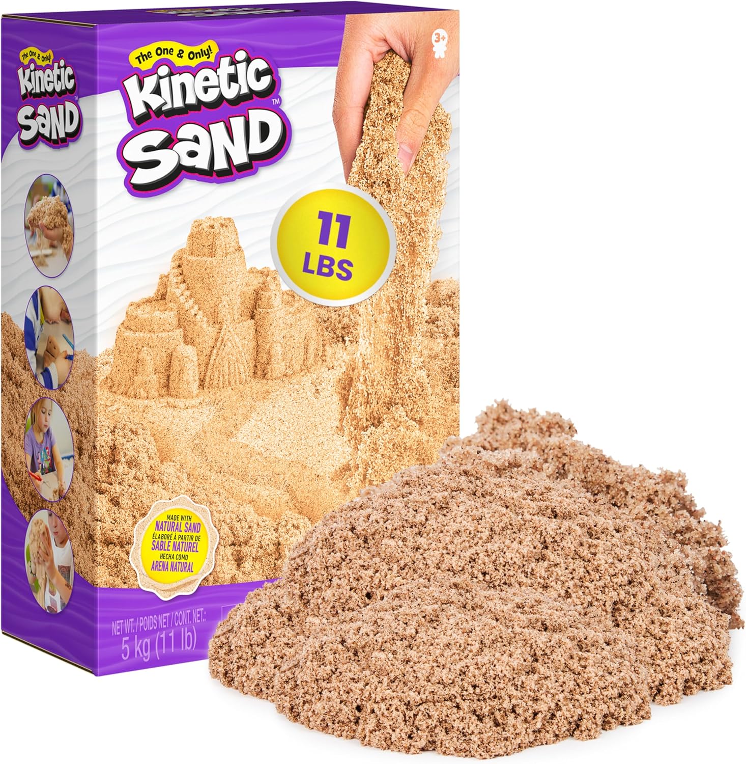 Kinetic Sand, 11lb (5kg) Natural Brown Play Sand for Arts and Crafts, Sandbox, Amazon Exclusive (Packaging May Vary), Sensory Toys, Holiday Gifts &amp; Stocking Stuffers for Kids Ages 3 and up