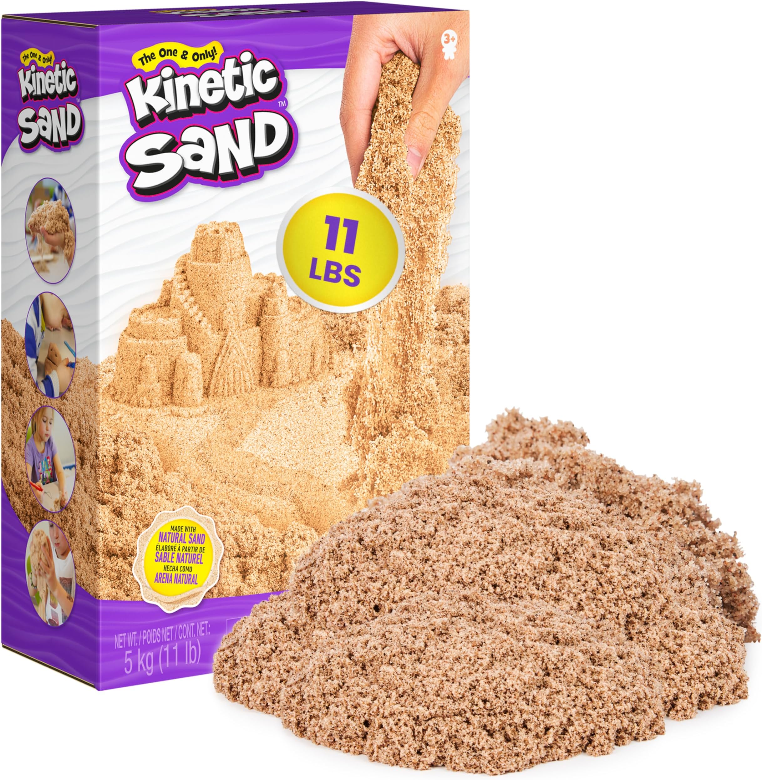 Kinetic Sand, 11lbs of All-Natural Brown Bulk Play Sand, Sandbox Sensory Toys for Kids