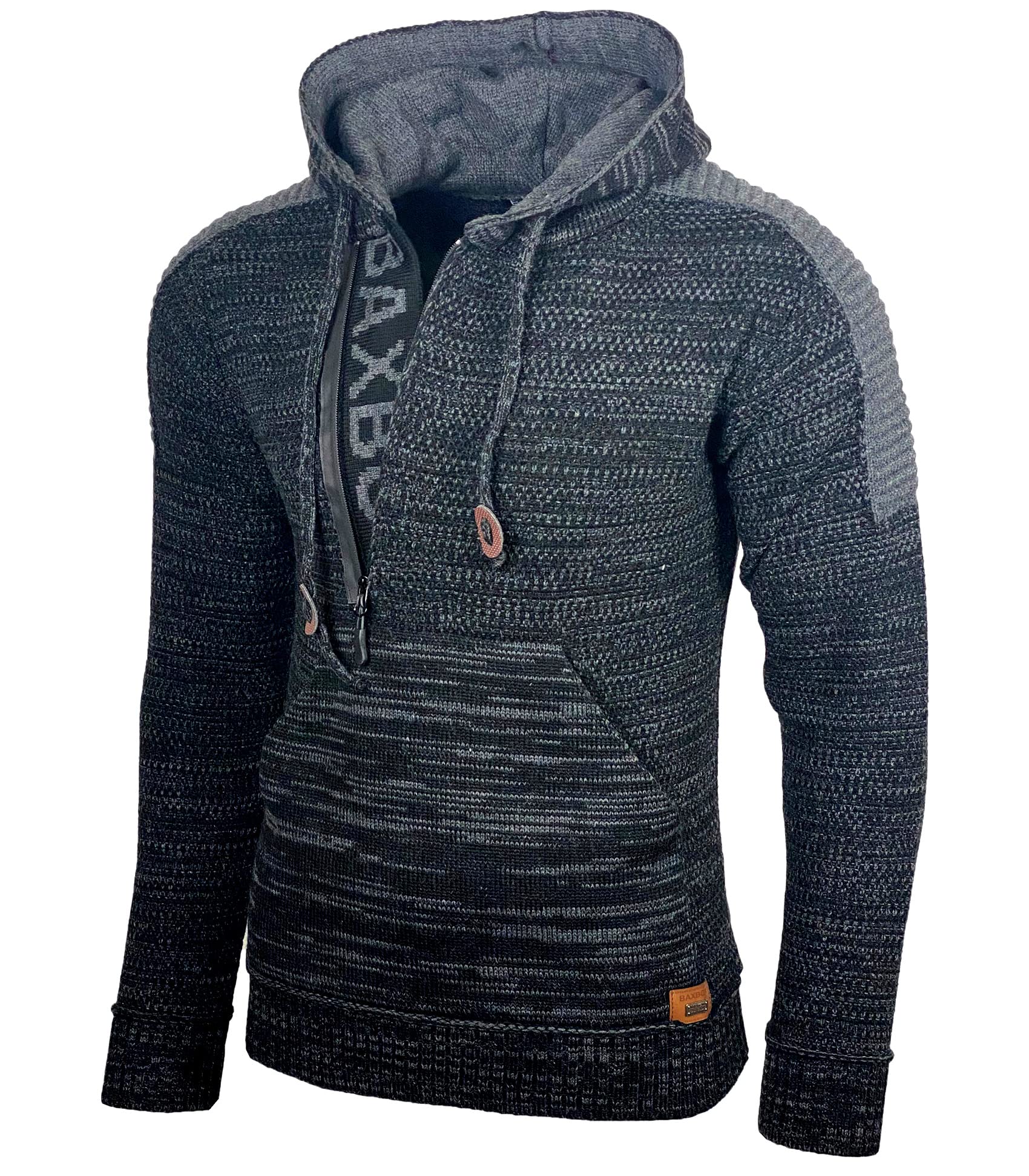 Baxboy Herren Strick-Pullover Kapuzenpullover Moderne Männer Pulli Grobstrick Strickjacke Winter-Freizeit-Jacke B-290
