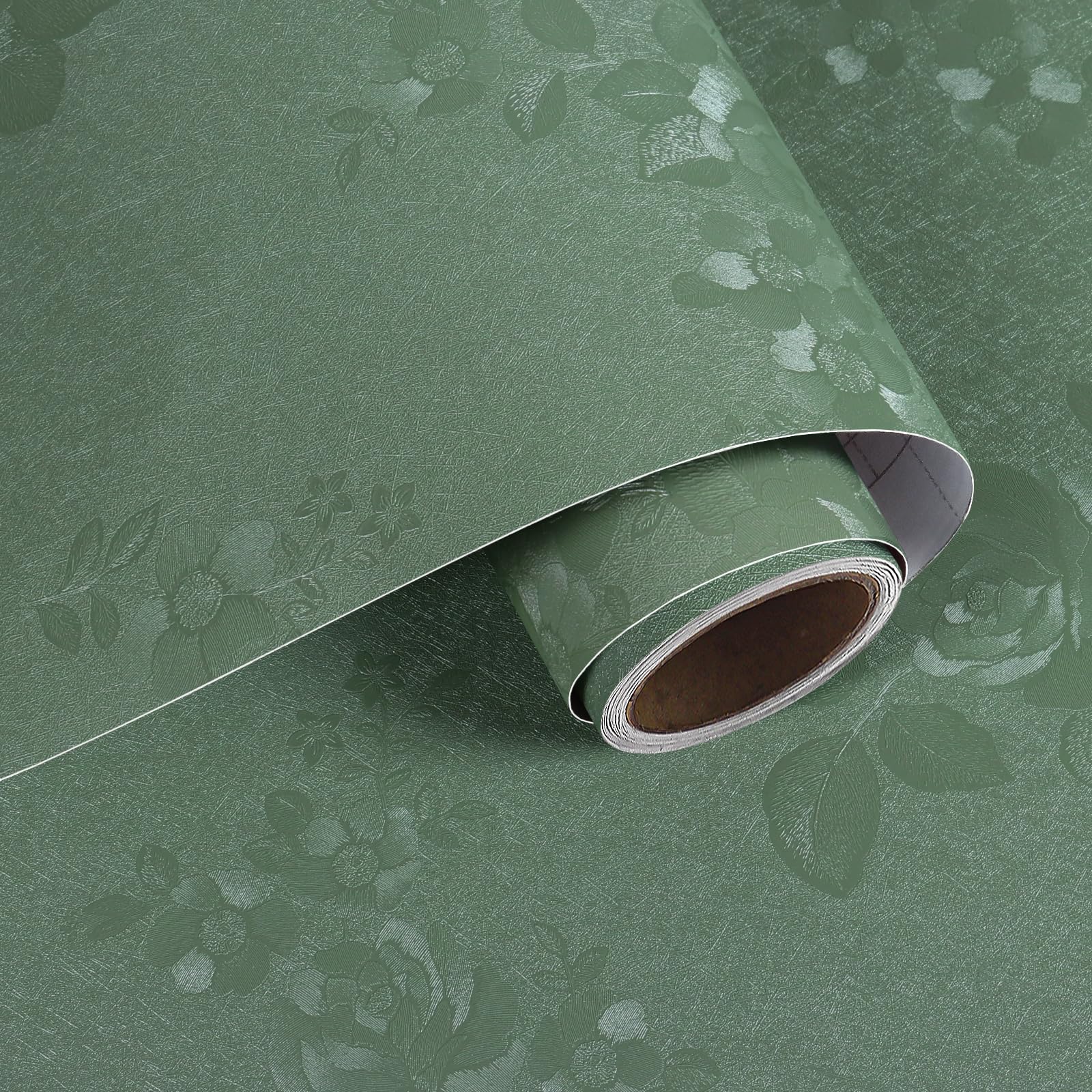 Papel de contacto verde texturizado autoadhesivo e impermeable para renovar paredes