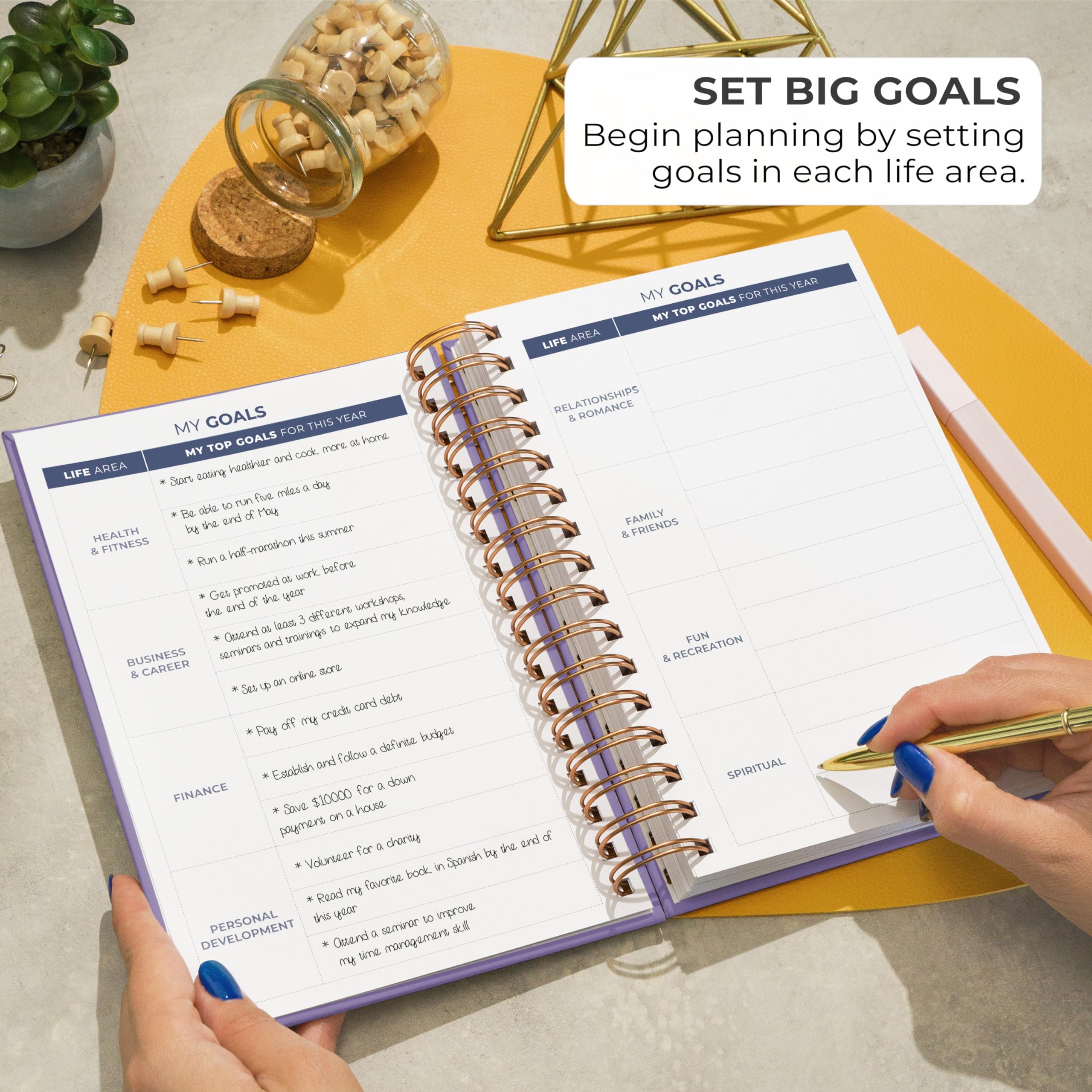 Clever Fox Planner 2a edizione a spirale – Pianificatore settimanale e mensile per obiettivi colorati, gestione del tempo e produttività, senza data (lavanda)