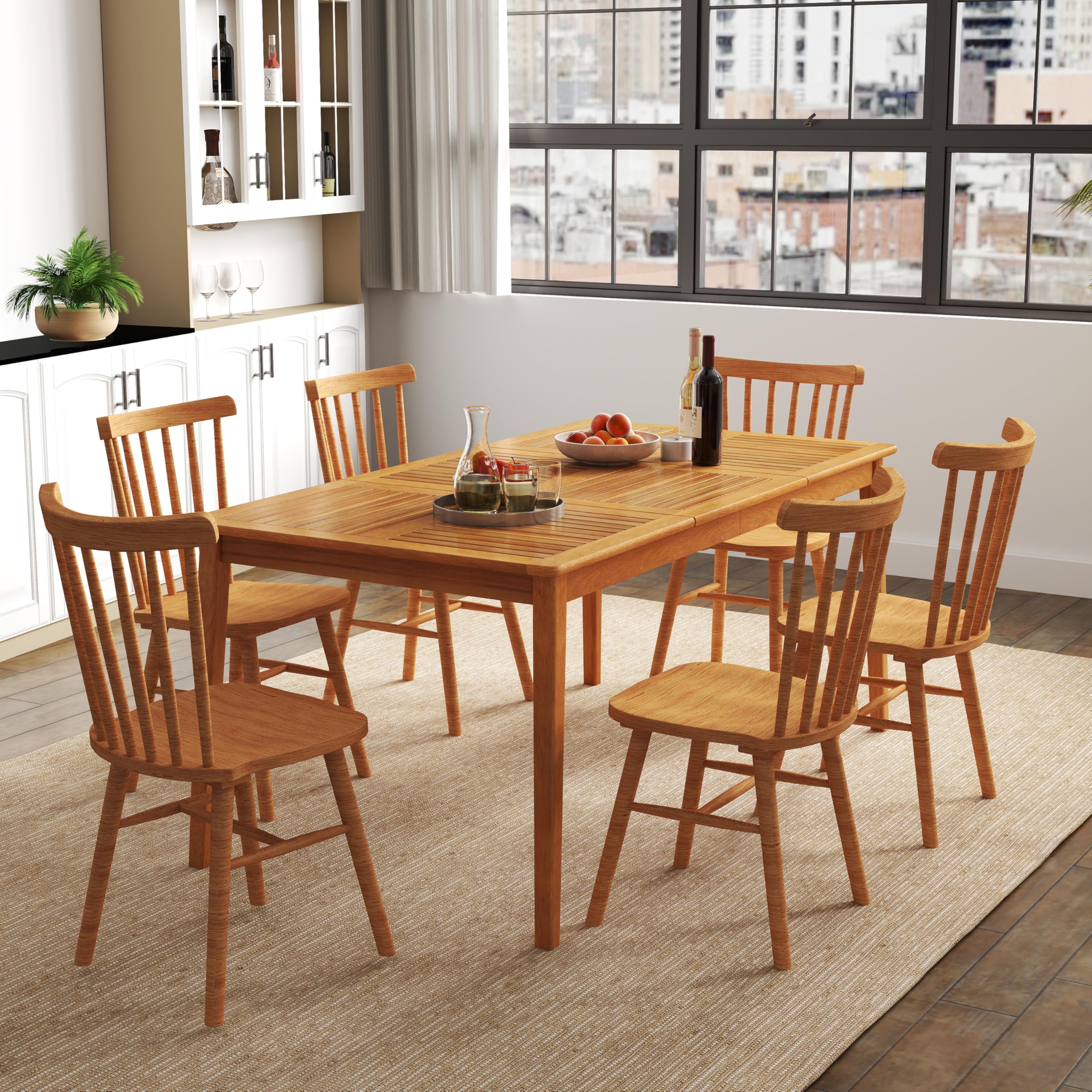 GIANTEX Tavolo da pranzo da giardino con foro per ombrellone, Ø 5 cm, tavolo da esterno rettangolare in legno di acacia per 6 persone, per terrazza, patio, 170 x 90 x 75,5 cm
