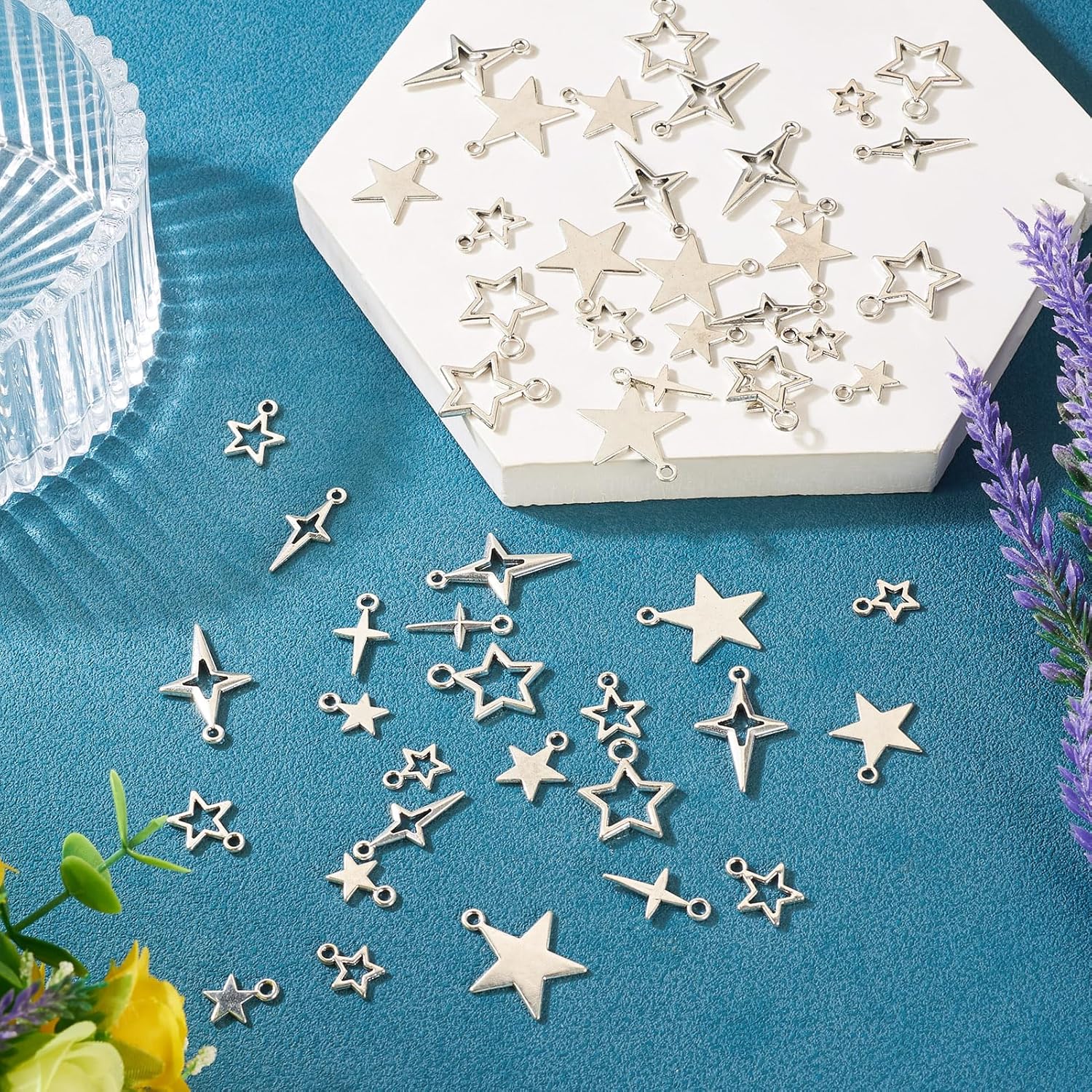 Tibetan Star Charms Silver Hollow Pentagram Pendants Metal Star Charms Hollow Celestial Pendants for DIY Crafts Earring Necklace Bracelet Jewelry Making - Image 5