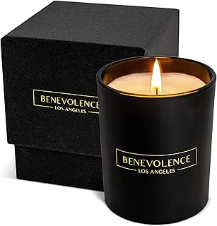 Benevolence LA Bergamot & Jasmine Scented Candle | 8 oz Scented Candles for Home Scented | Natural Soy Candles Gifts for Women | 45 Hour Burn Aromatherapy Candle | Summer Candles