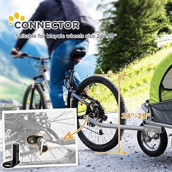 Aosom Dog Bike Trailer 2-in-1 Pet Stroller with Canopy and Storage Pockets, Green