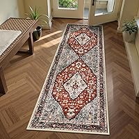Vista 15 de Lahome Alfombra de camino de cocina lavable con diseño tribal bohemio de 2 x 8 pies, alfombra suave para pasillos, antideslizante, estilo vintage