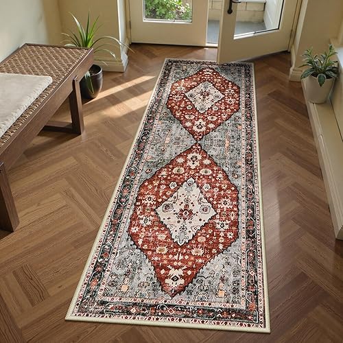 Miniatura 48 de Lahome Tapete tribal bohemio, pequeño, suave, antideslizante, lavable, de pelo corto, para piso en puerta, interior, entrada, baño, silla, Verde