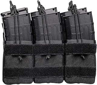 Raiseek Mag Pouch Molle Magazine Pouches for Pistol and Rifle, Triple Open Top Mag Pouch with 3 Hook & Loop Patches - Raiseek