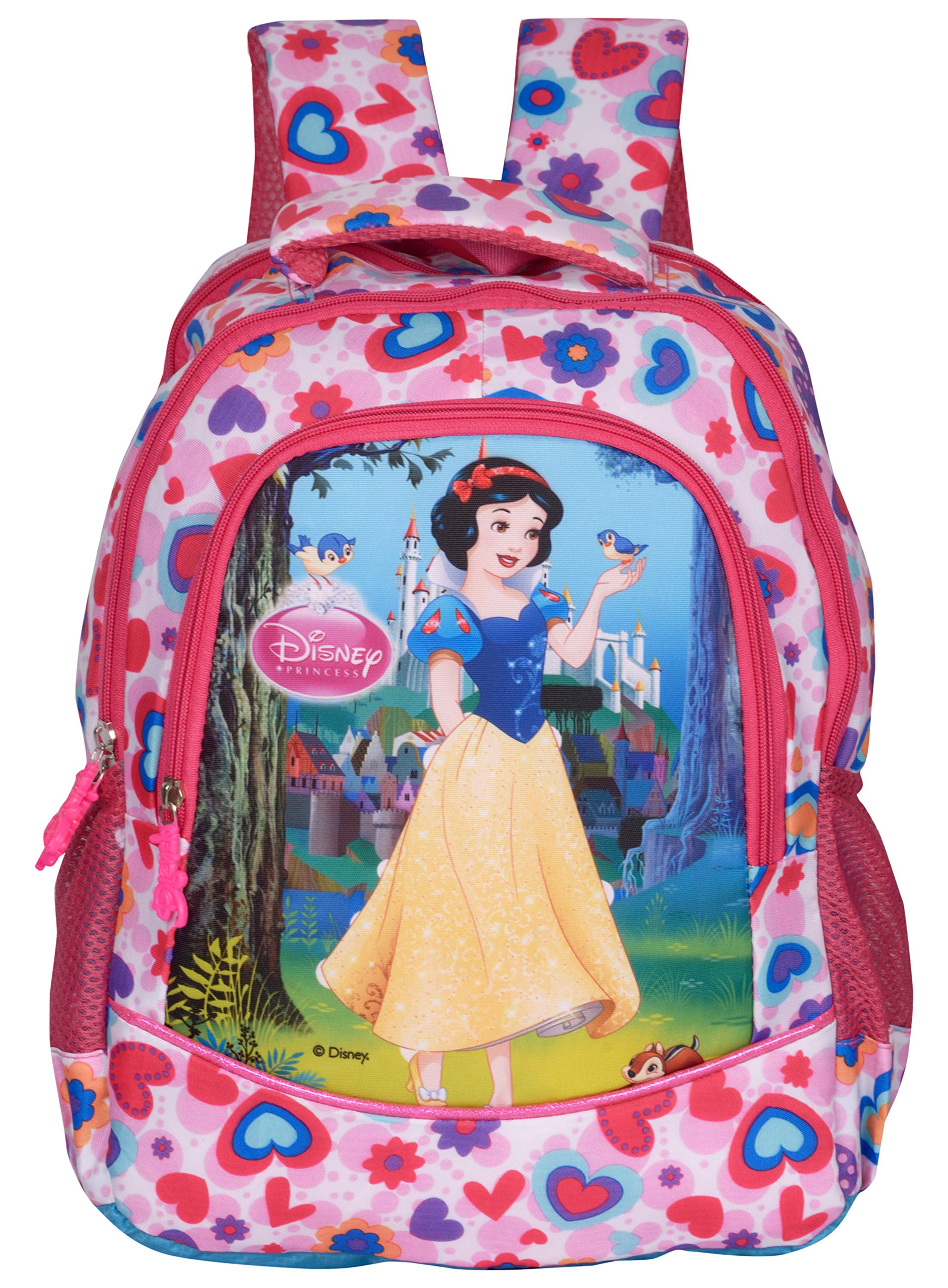 School Bag for Girls 06+ Years Princes with Bird Hearts 30 (L) Polyester (Dcp-373-34), Colour: Pink