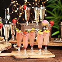 Vista 4 de MATANA 50 copas de champán de plástico de 5 onzas con purpurina plateada, resistentes y reutilizables, cócteles, prosecco, mimosa, copas de tostado