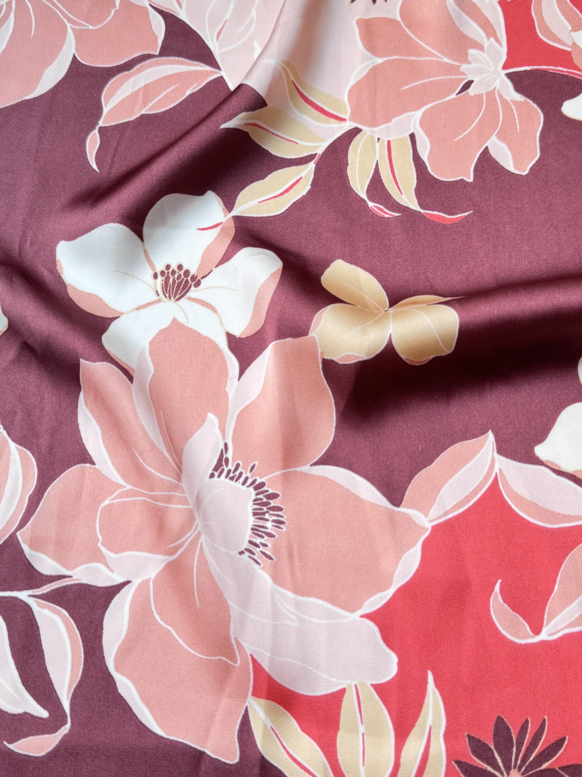 floral satin dress fabric Designer Stretch Satin Large Floral Print