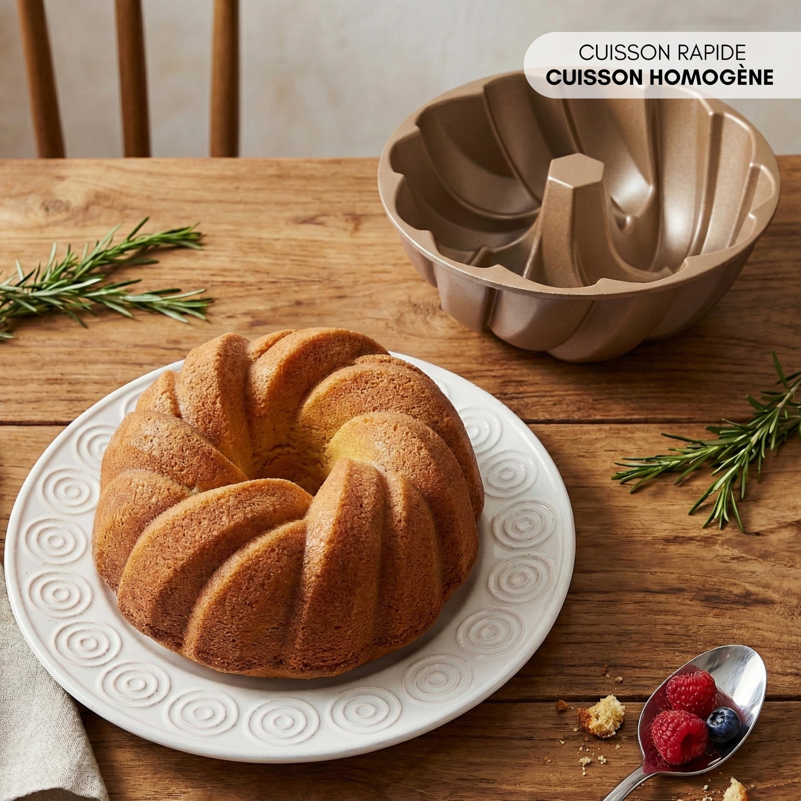 Erreke Moule à Gâteau avec Double Revêtement Antiadhésif, Plait | Moule Kouglof. Moule Gateau. Moule à Tarte. Aluminium Moulé Résistant. Savarin Cuisson Uniforme. Pour Pâtisserie Maison