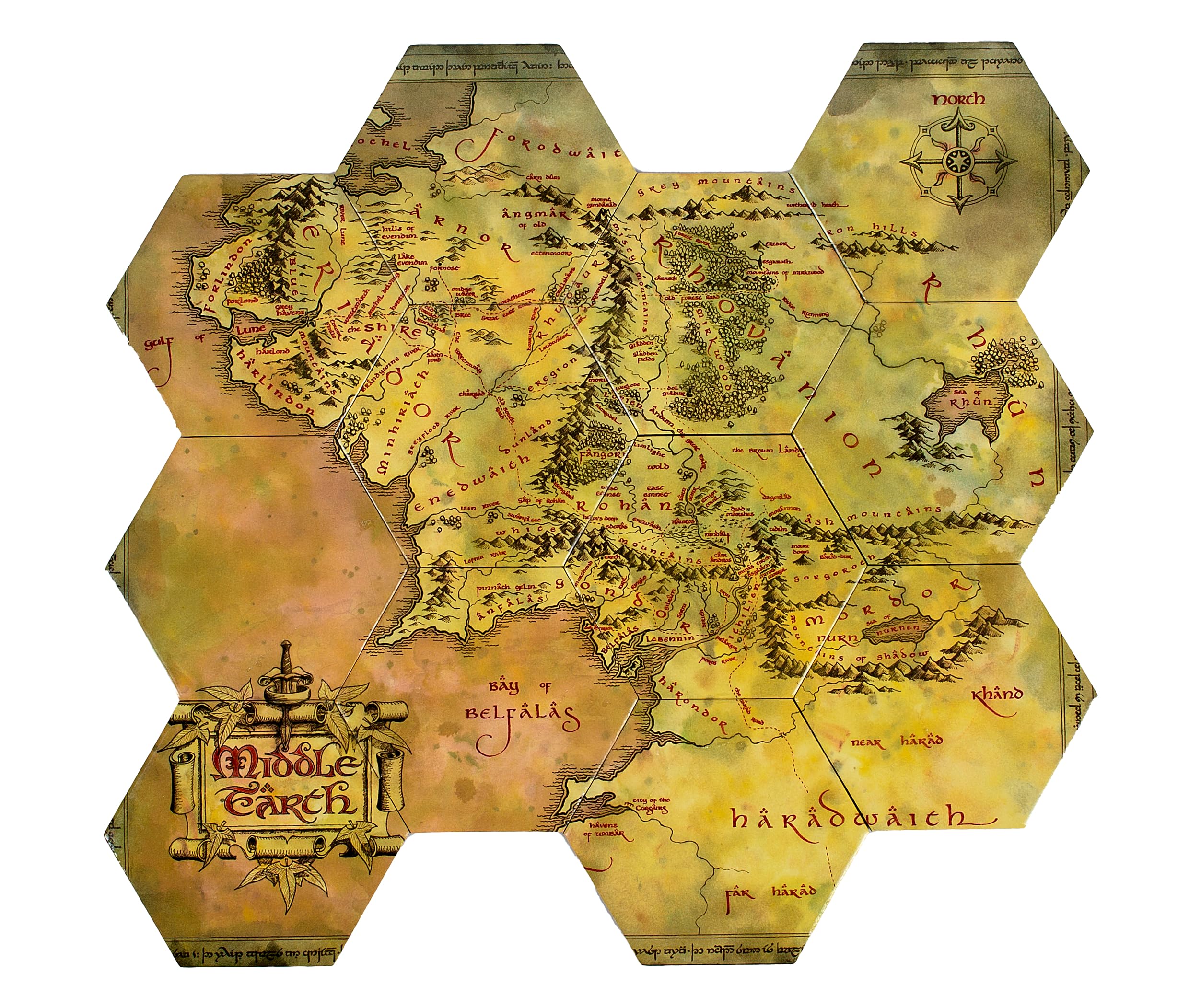 Juego de posavasos hexagonales El Señor de los Anillos: la Tierra Media, licencia oficial, decoración coleccionable