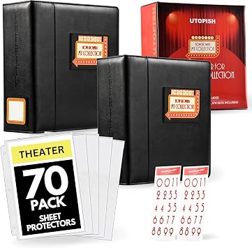 UTOPISH Show-Bill Binder with Sleeves - 2-Pack of Large 4 Theater Program Holders with 70 Sheet Protectors and Numbering Stickers Included - Broadway Gift with Full-Color Logo and Numbering Panel 2