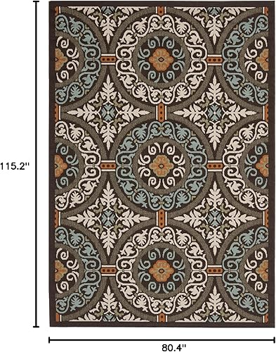 Miniatura 2 de SAFAVIEH Veranda Collection - Alfombra de área de 6.7 x 9.6 pies, diseño moderno, no desprende pelusa y de fácil cuidado, para interiores y