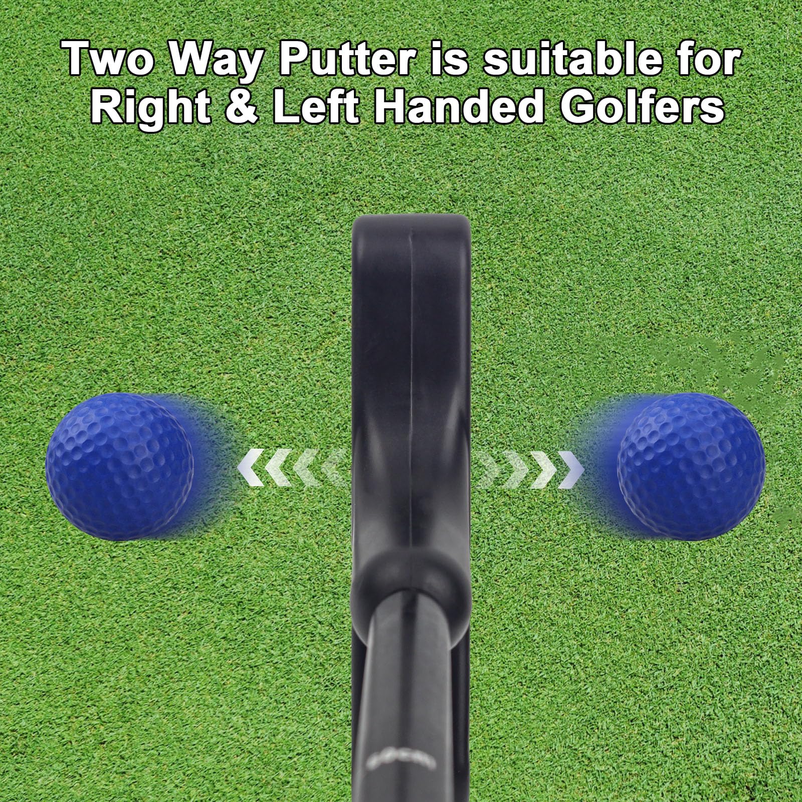 KOFULL Lot de 2 putters de Golf réglables, Bleu et Noir, Tige Extensible de 53,3 à 91,4 cm pour Tous Les âges, avec 2 balles de Golf d'entraînement