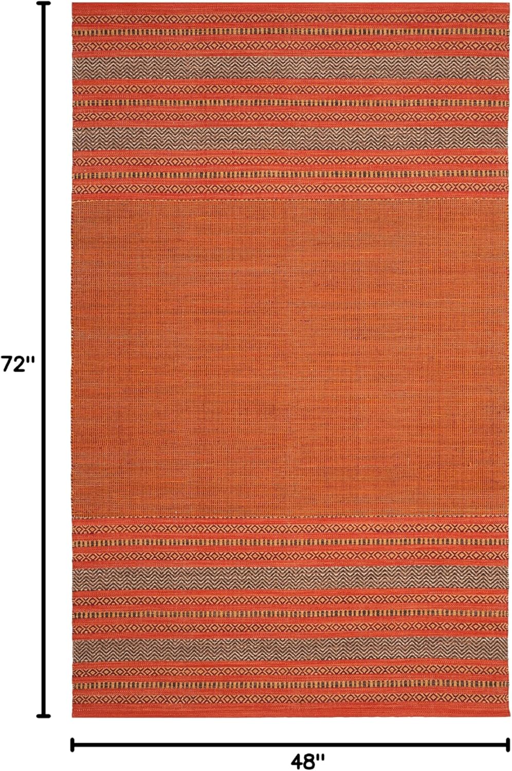 SAFAVIEH Montauk Collection Accent Rug - 4' x 6', Orange & Red, Handmade Flat Weave Stripe Cotton, Ideal for High Traffic Areas in Entryway, Living Room, Bedroom (MTK214B)