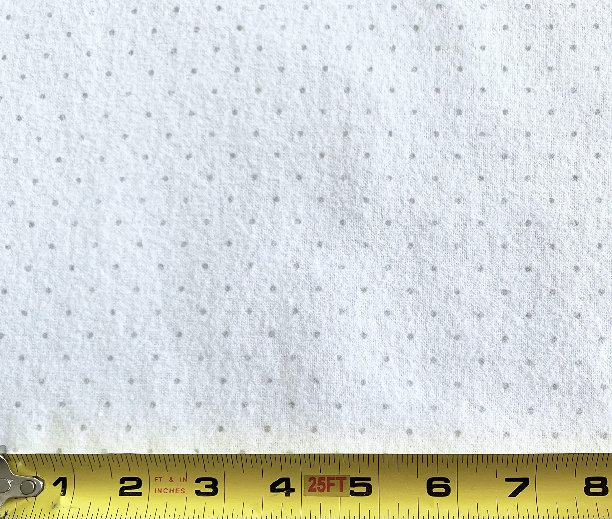 White with Gray Dot 100% Cotton Flannel Fabric by The Yard Made in USA