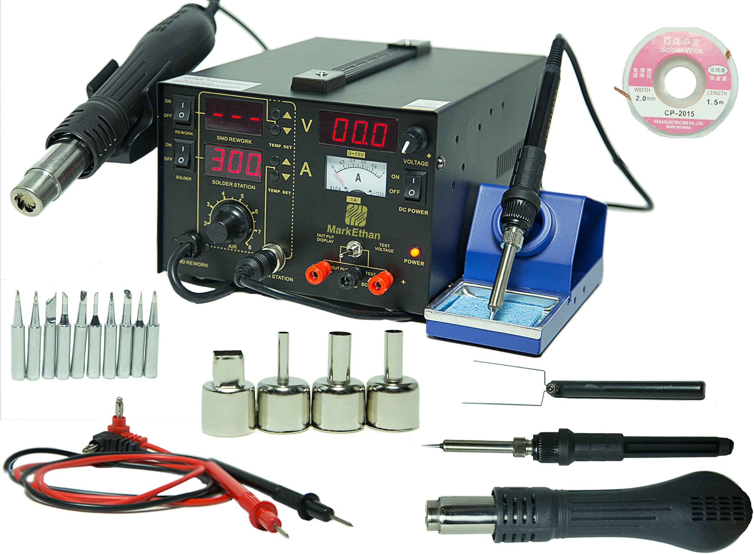 3-in-1 Soldering Iron Rework Station Hot Air Gun 853D DC 10 Tips welder 3 in 1 YIHUA