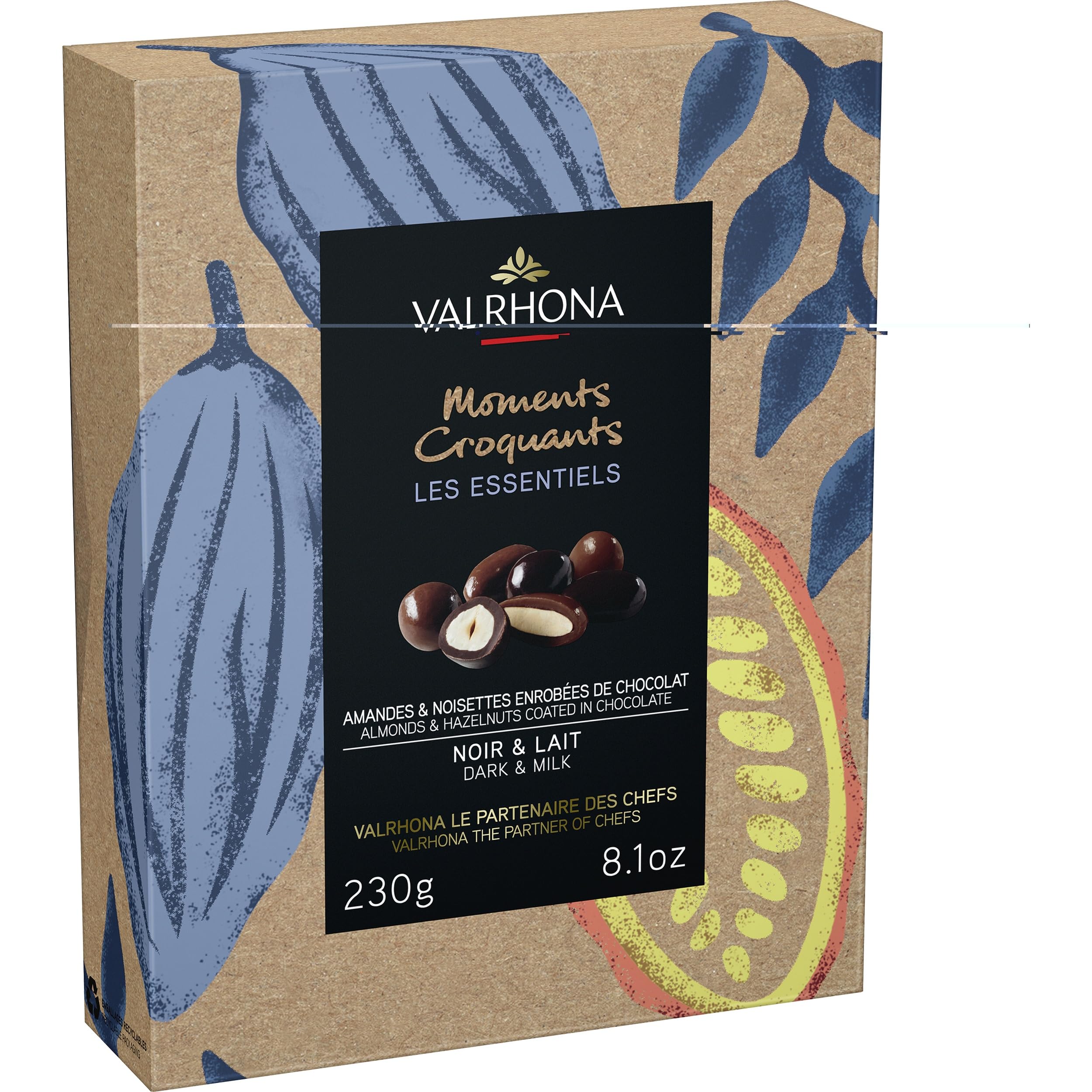 Valrhona Schachtel Mandel Haselnuss Dunkel Vollmilch Noir und Lait Frankreich inkl. FeinWert E-Book (6 x 230g)