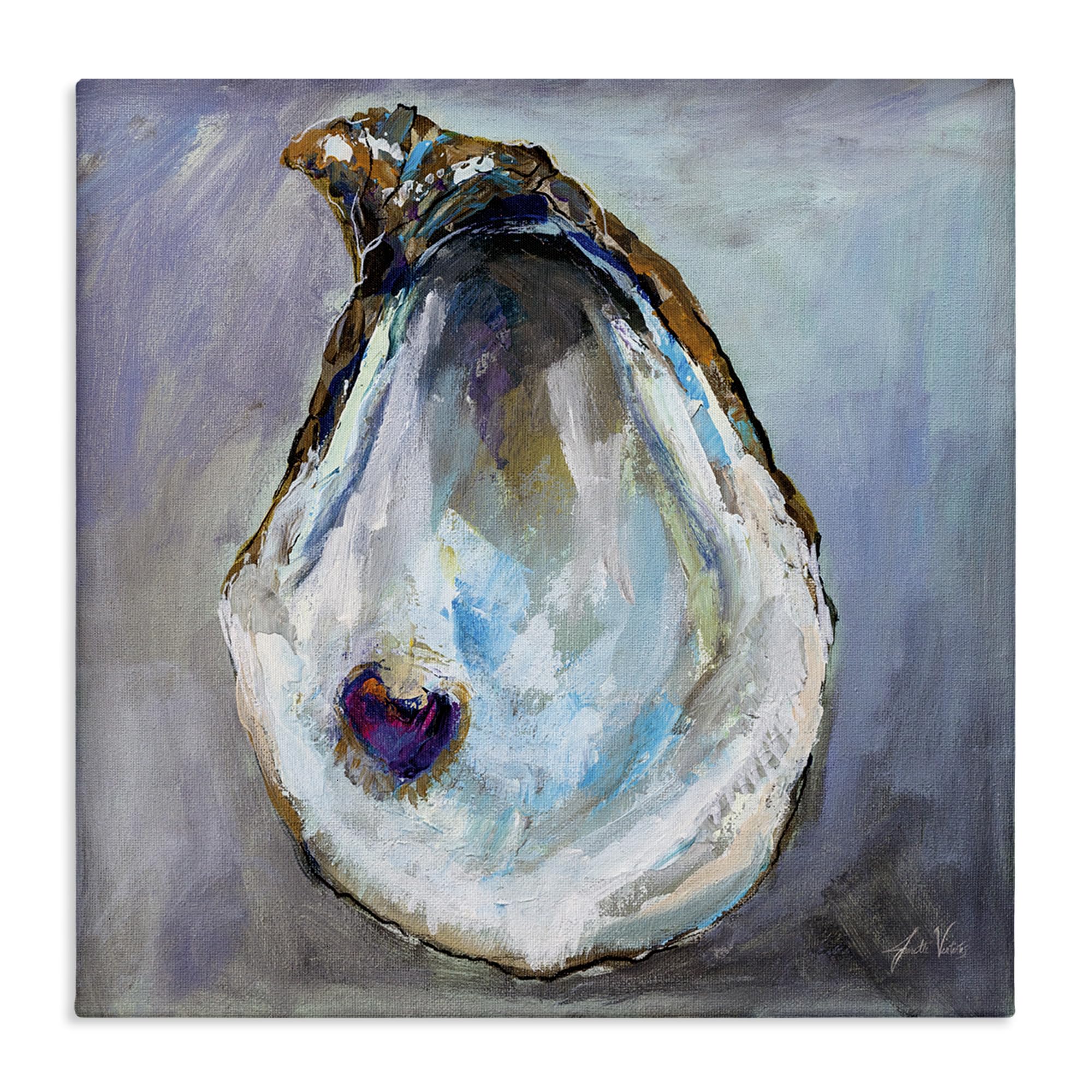 Stupell Industries Oyster Shell with Pearl Canvas Wall Art Design by Jeanette Vertentes