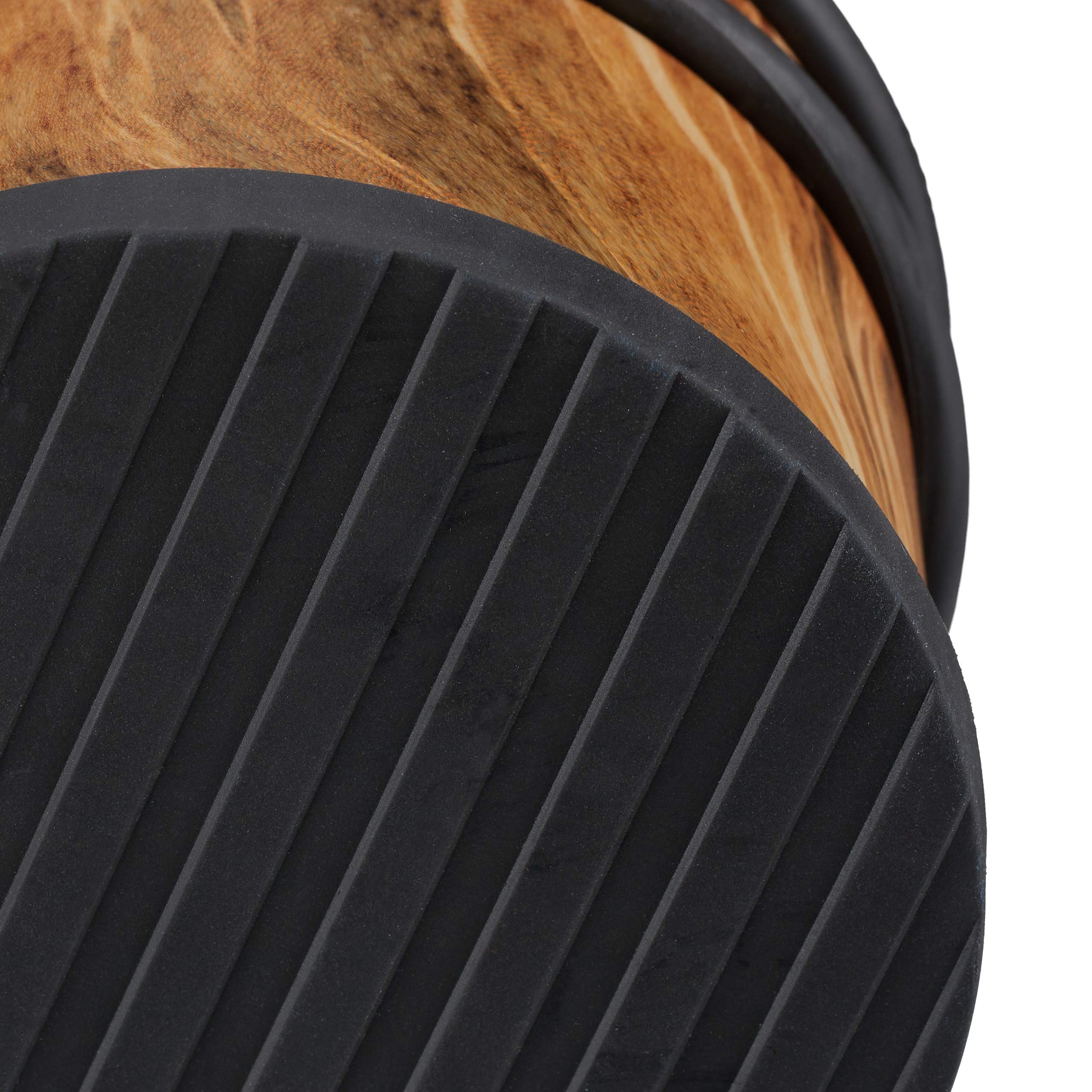 10 Topes Puerta, Puertas y Ventanas Pesadas, Acero Inoxidable y Goma, Efecto Madera, Freno, 9,5cm Ø, Marrón Oscuro