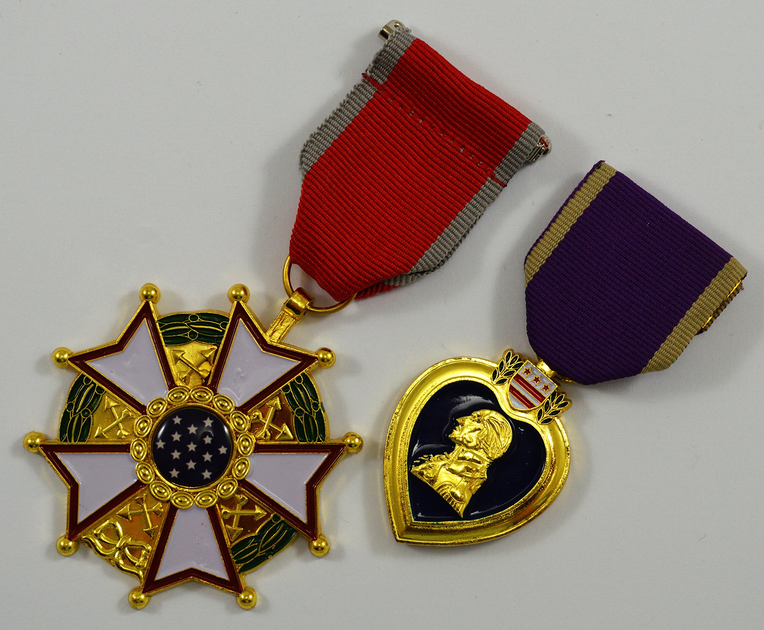 Collector Medals Pair of USA Military Service Medals. 24ct Gold Purple Heart, Legion of Merit
