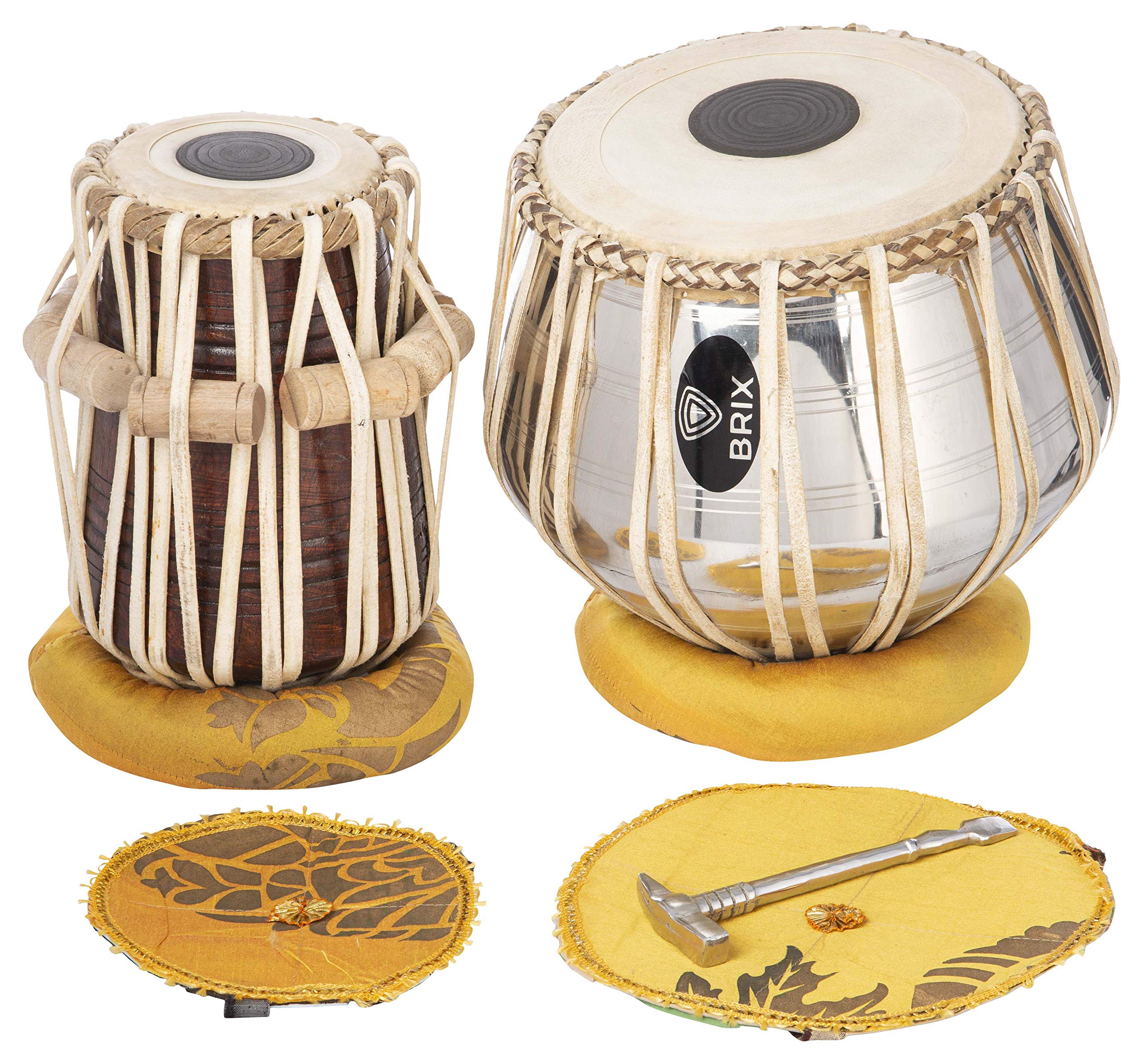 BRIX BRIX-M-125 Musical Indian Tabla Set Double Strap Vaddi Musical Instrument Bag Cusion Cover (Metal)
