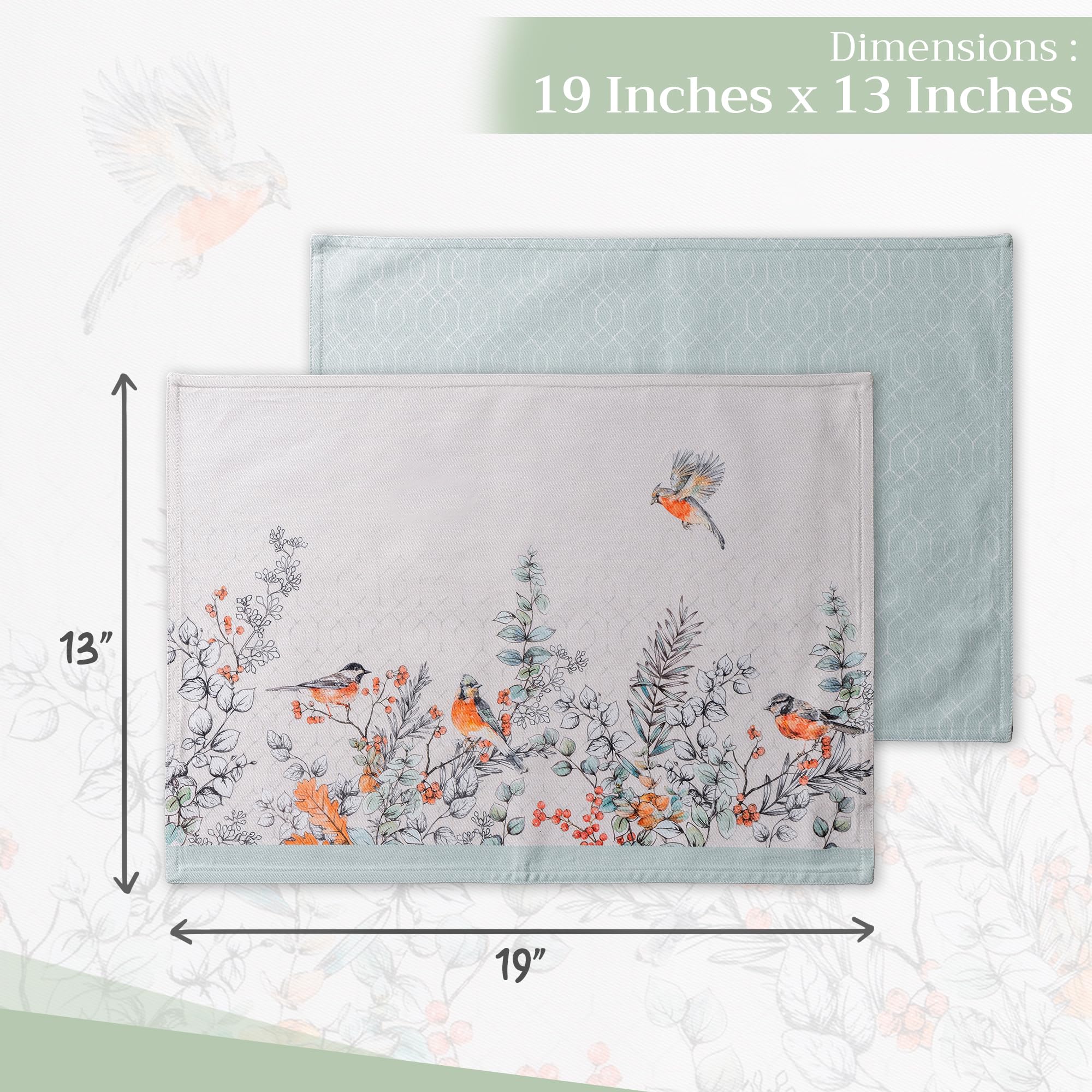 Maison d'Hermine Whitish Shabby Chique Juego de 4 manteles Individuales 100% algodón para la Mesa de Comedor | Cocina | Boda | La Vida Cotidiana | Acción de Gracias/Navidad (33CM x 48CM) Día Madre