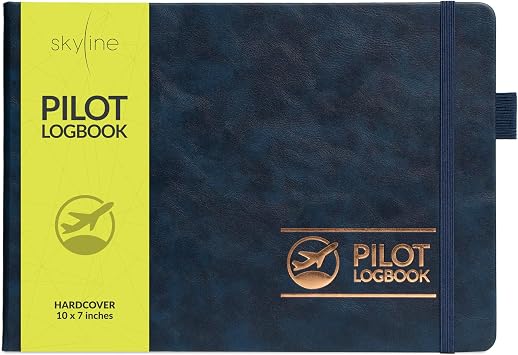 Skyline Pilot Logbook, Professional Aviation Flight Log Book, Skyline Blue
