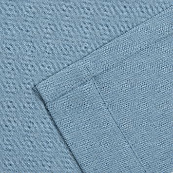 KEQIAOSUOCAI Air Blue 100% Blackout Linen Curtains 100 Inches Long 2 Panels for Bedroom,Modern Farmhouse Full Black Out Room Darkening Thermal Insulated Window Curtain Panels W50 x L100 Inch Length