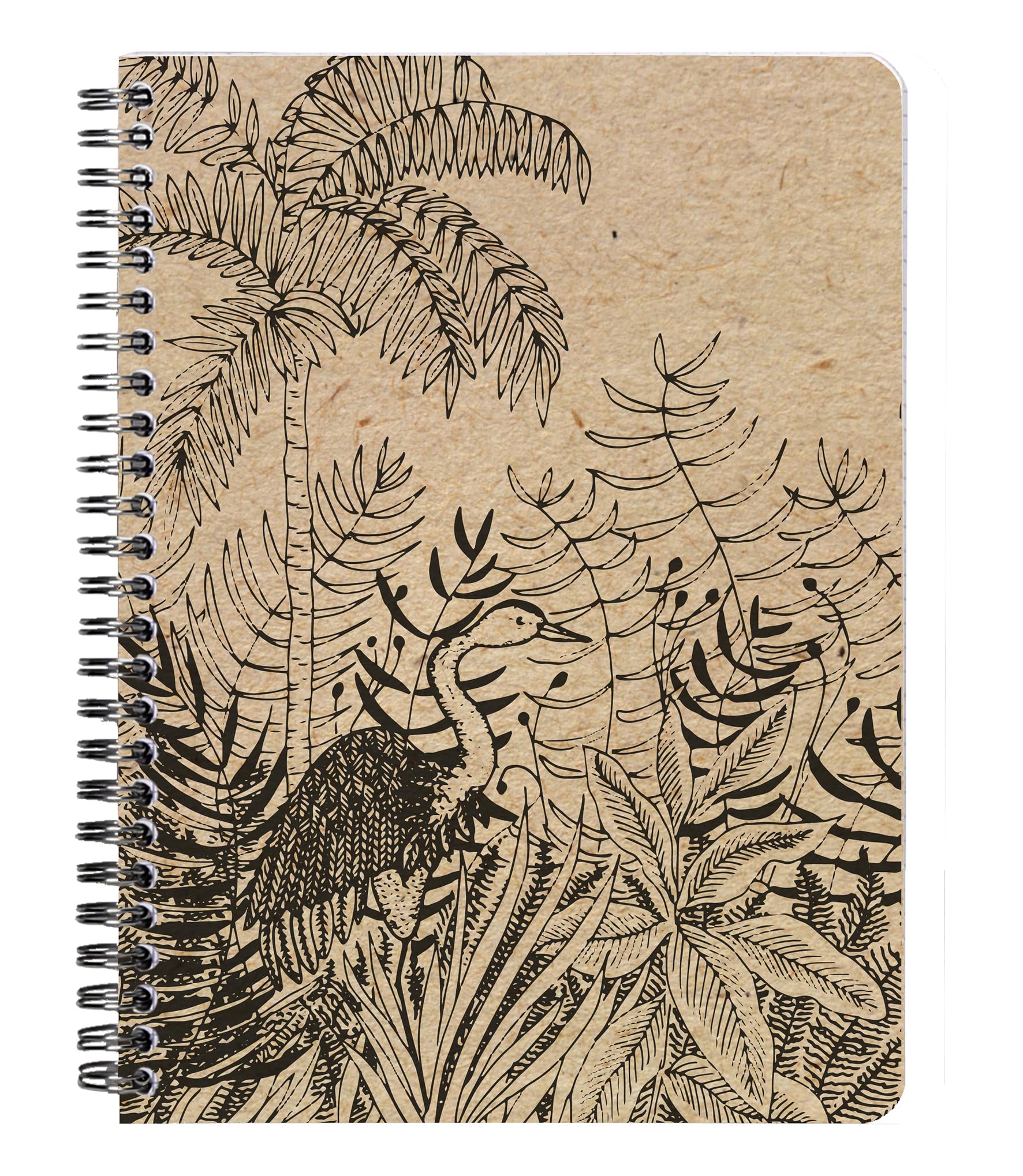 Clairefontaine 116039C - Spiral Notebook Nature Patterns on Kraft Cover - A5 14.8x21cm 148 Lined Pages Ivory Paper 90g - Le Cerisier Blanc Collection - Mixed
