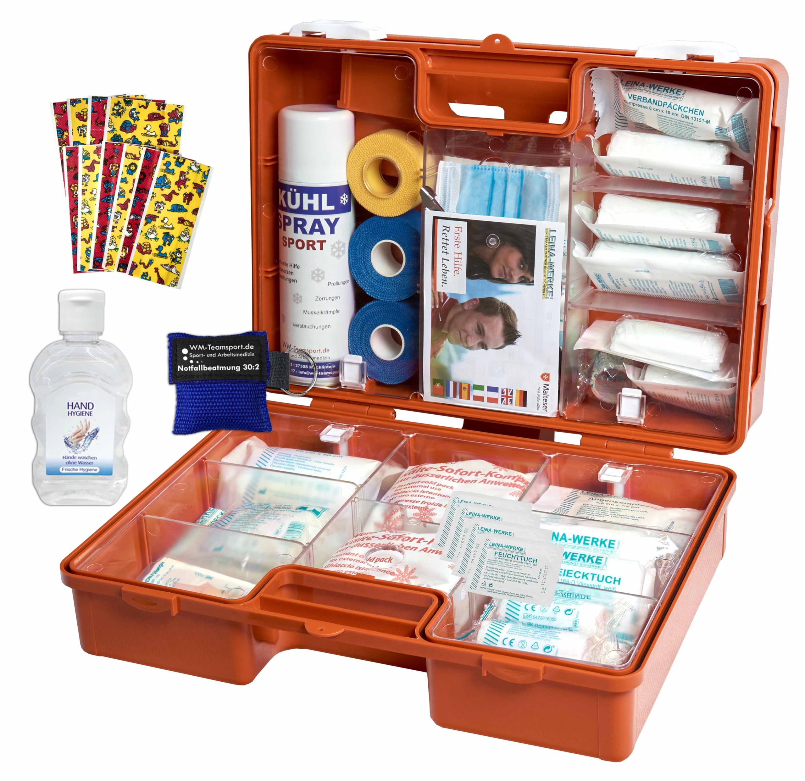SPORT-Sanitätskoffer "PRO S1" Erste-Hilfe Koffer nach aktueller DIN 13157 & 13164 + Sport-Ausstattung mit Kältebehandlung + Sporttape