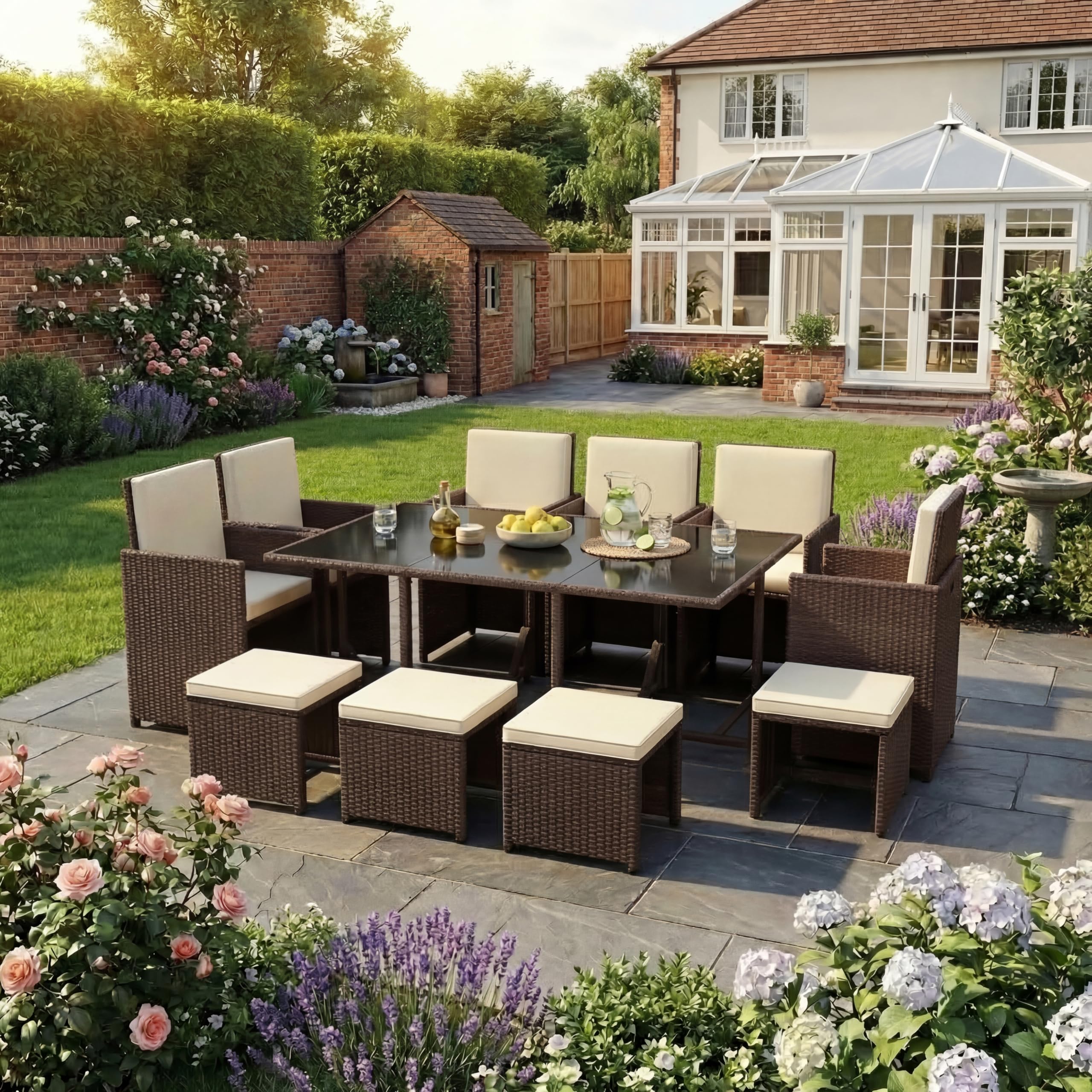 Vida Designs Cuba 10 Seater Rattan Set - Brown