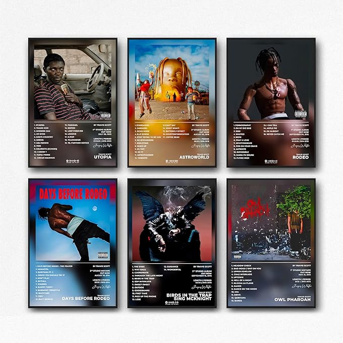 T-Scott Album Cover Posters Travis Music Scott Posters Set By XUPUE - For Bedroom Unframe-8x12inch-6&hellip;