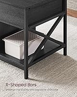 Vista 8 de VASAGLE Mesa de Centro con Tapa Elevable, Mesa de Café Elevable con Estante de Almacenamiento, Compartimentos Ocultos y Tapa Elevable, para Sala