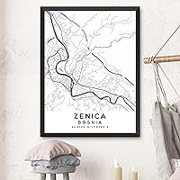 Vista 3 de Mapa de Zenica, Bosnia, Light 2 (12x16)