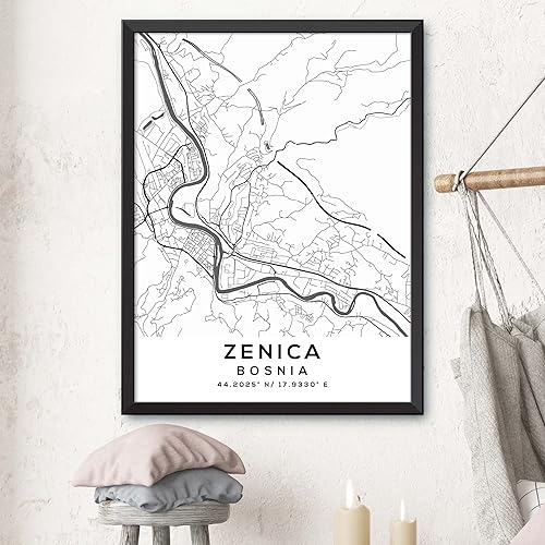 Miniatura 3 de Mapa de Zenica, Bosnia, Light 2 (12x16)