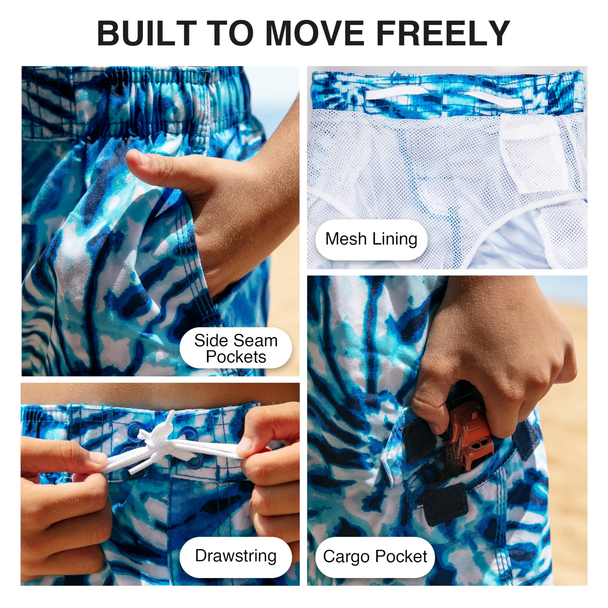 Kanu Surf Boys' Yolo Quick Dry UPF 50+ Beach Swim Trunk, Twister Royal, Large (14/16)